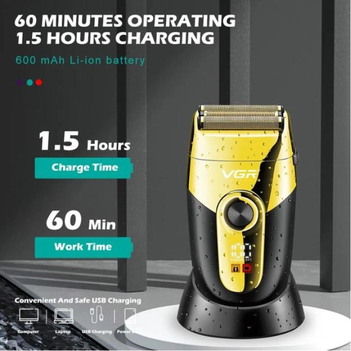 Професійна електробритва VGR V-383 Finale Shaver з підставкою, чоловіча машинка для гоління