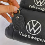 Набір подушок 2шт в авто Volkswagen з натуральної шкіри, на підголовник у машину, Автомобільна подушка