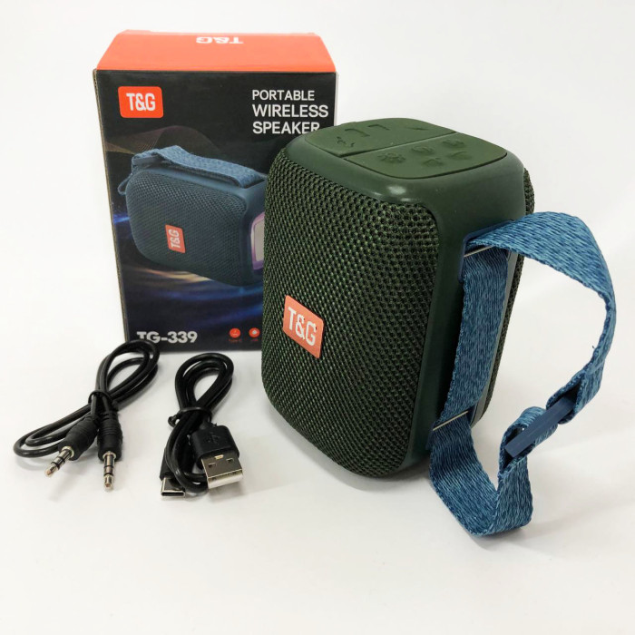 Портативна Bluetooth колонка TG339 5W з підсвічуванням RGB, акумуляторна колонка для музики. Колір: зелений