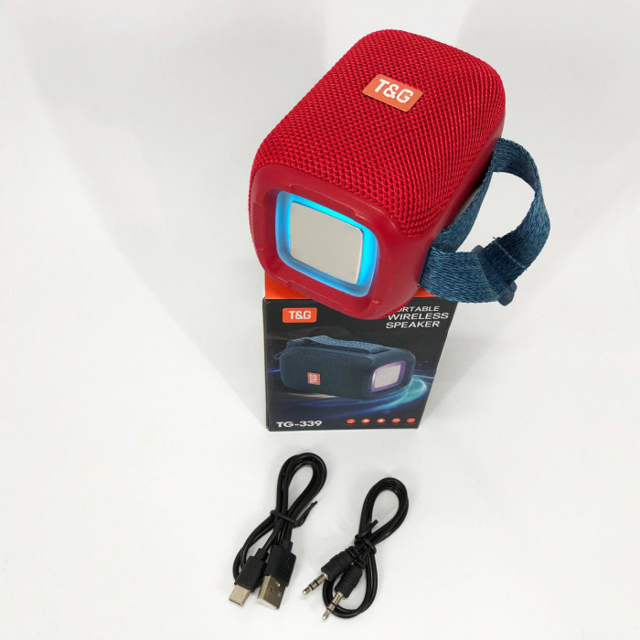Портативна Bluetooth колонка TG339 5W з RGB підсвічуванням, Гучна блютуз колонка. Колір: червоний