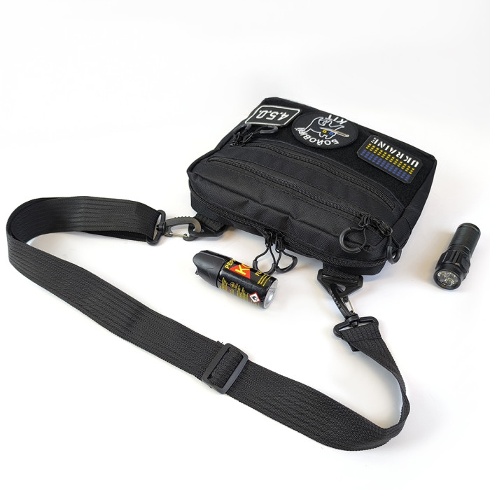 Тактична сумка для патчів Cordura 600D — 5 кишень, месенджер чорний з тканини