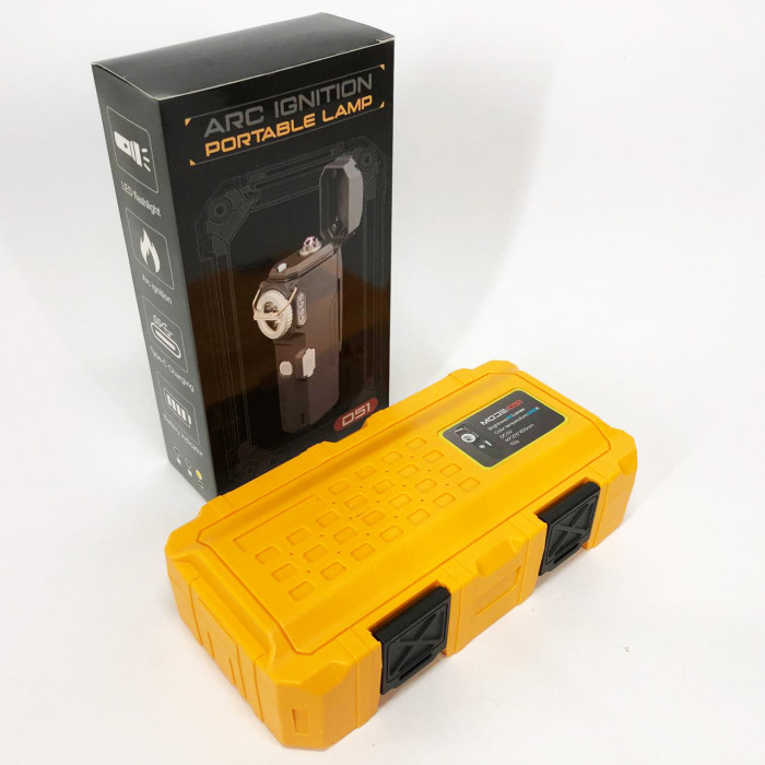 Ліхтарик-запальничка армійська MULTIFUNCTIONAL D51-COB електроімпульсна акумуляторна. Колір: жовтий