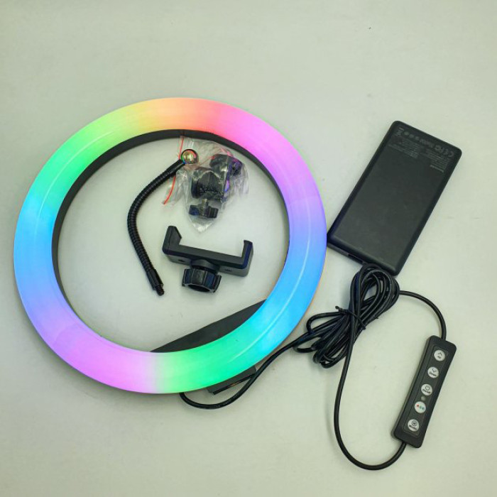 Кільцева світлодіодна лампа RGB LED RING MJ20 20 см із тримачем телефону