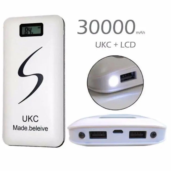 Портативне мобільне заряджання Power Bank 30000/9600mAh UKC, Умб зарядне power bank. Колір: білий