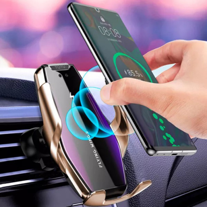 Автомобільний тримач S7 для телефону з швидкою зарядкою S7. Колір: золотий
