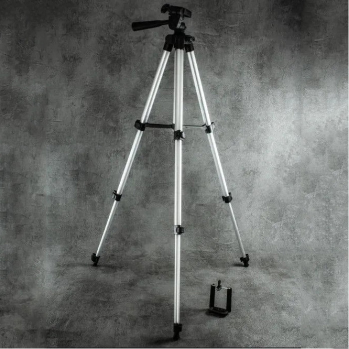 Штатив для телефону та фотоапарата Tripod 3110 PRO портативний трипод 0,35-1.02м висота. Колір: срібний