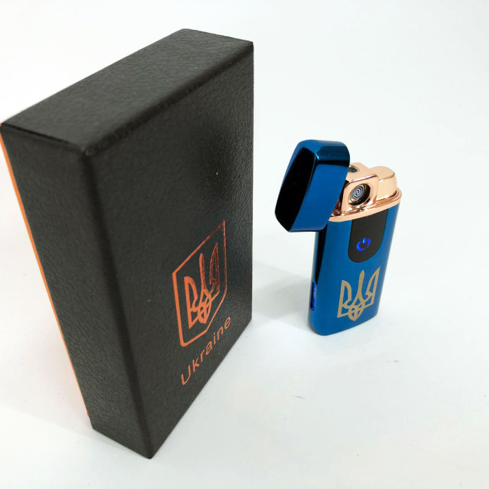 Електрична та газова запальничка Україна із USB-зарядкою HL-431, запальничка спіральна. Колір: синій