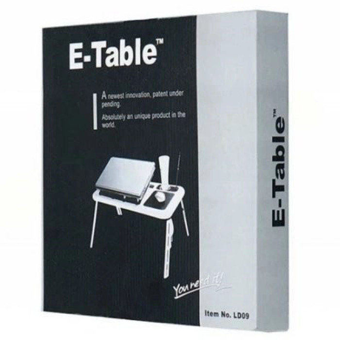 Складаний столик для ноутбука LD-09 E-Table, столик з охолодженням 2 USB кулера, Стіл підставка з вентиляцією