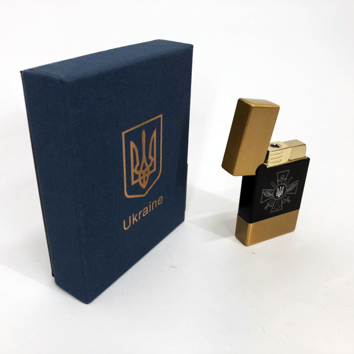 Запальничка газова Україна (Подарунка, турбо полум'я) HL-393-1. Колір: золото