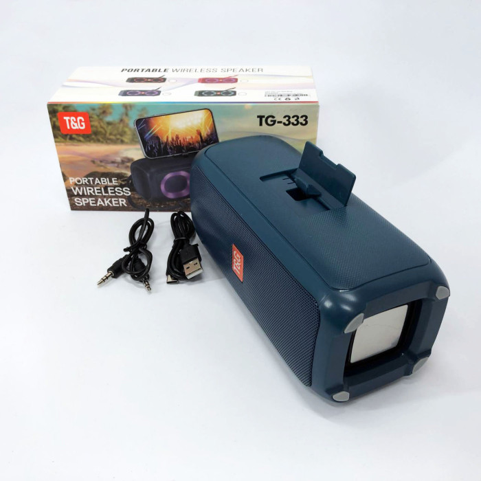 Портативна колонка TG333 2x5W з RGB підсвічуванням, гучна блютуз колонка. Колір: синій