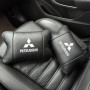 Подушки Mitsubishi з натуральної шкіри, Автоподушки на підголовник + шкіряний брелок з логотипом