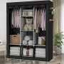 Шафа тканинна 3 секції складана з каркасом STORAGE WARDROBE 175 х 130 х 45 см. Колір: чорний