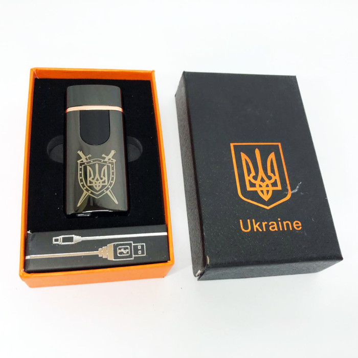 Електрична та газова запальничка Україна з USB-зарядкою HL-432, сенсорна запальничка. Колір: чорний