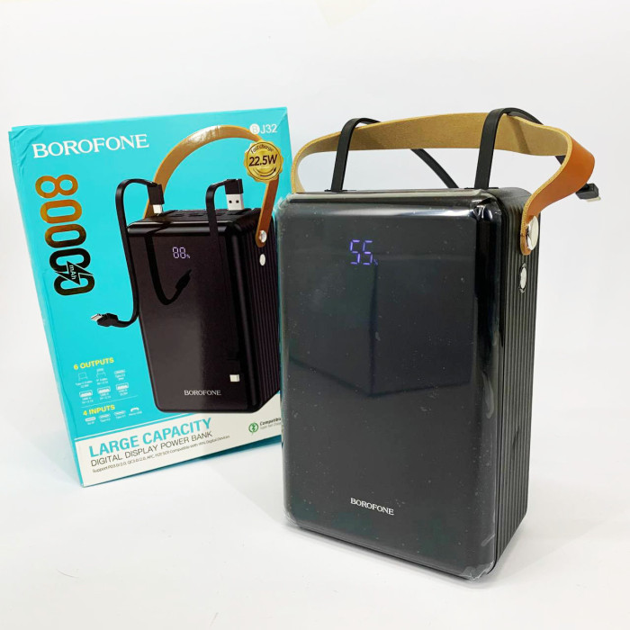 Зовнішній акумулятор повербанк BOROFONE BJ32 power bank 80000mAh швидка зарядка 22.5W
