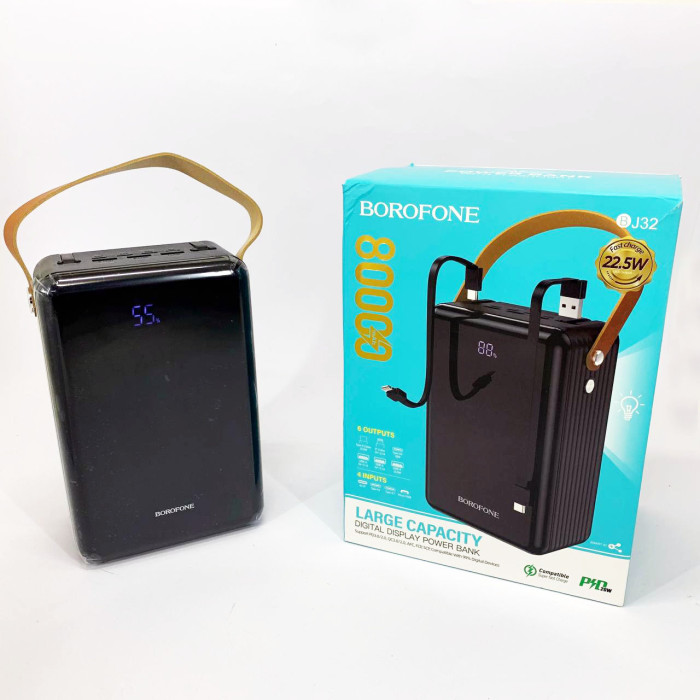 Зовнішній акумулятор повербанк BOROFONE BJ32 power bank 80000mAh швидка зарядка 22.5W