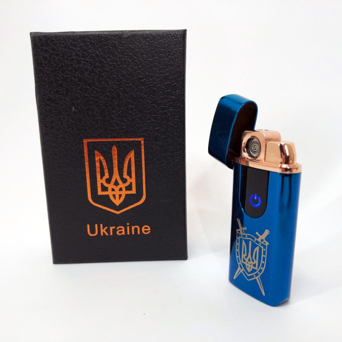 Електрична та газова запальничка Україна з USB-зарядкою HL-432, сенсорна запальничка. Колір: синій
