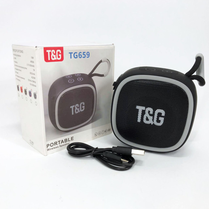 Портативна Bluetooth-колонка TG659 з ремінцем, Bluetooth колонка для вулиці. Колір: чорний