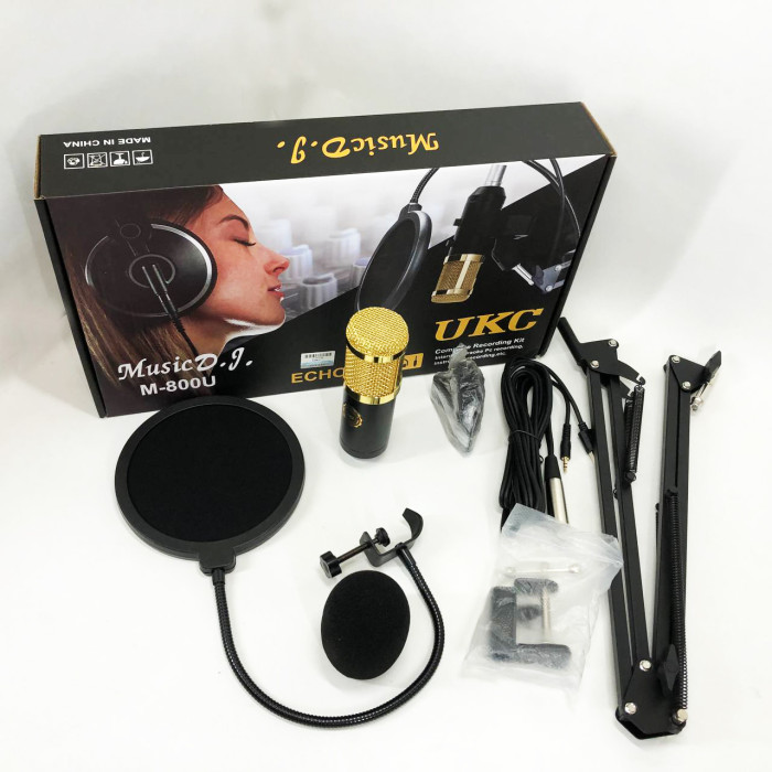 Мікрофон Студійний конденсаторний Music DJ. M-800U зі стійким та вітрозахистом