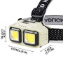 Ліхтар налобний акумуляторний Bailong HX-816S 2COB(white+red) із сенсорним датчиком вологозахист