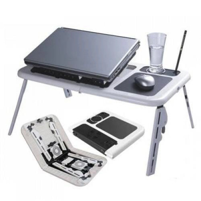 Складаний столик для ноутбука LD-09 E-Table, столик з охолодженням 2 USB кулера, Стіл підставка з вентиляцією