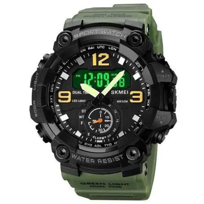 Годинник наручний чоловічий SKMEI 1965AG ARMY GREEN, Годинник армійський оригінал, Годинник спортивний. Колір: зелений