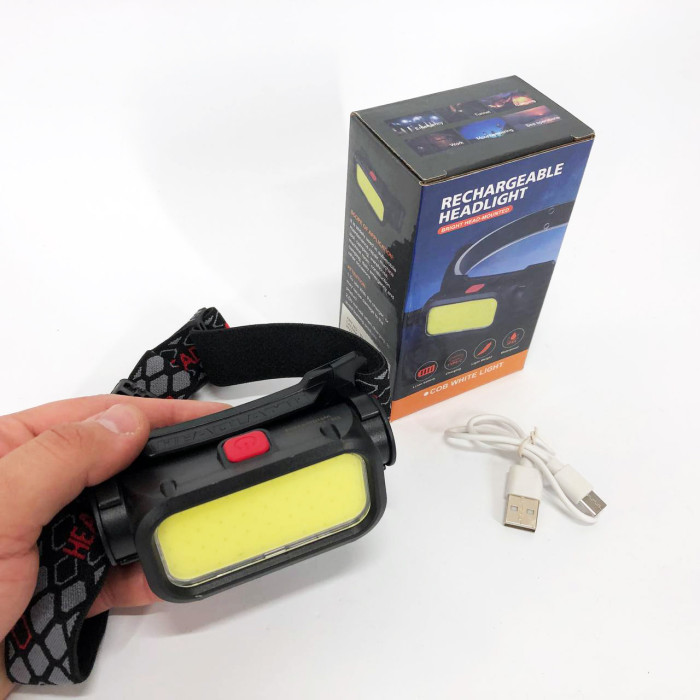 Ліхтар налобний BL-008+COB (white+red), червоне світло, водозахист, вбудований акумулятор