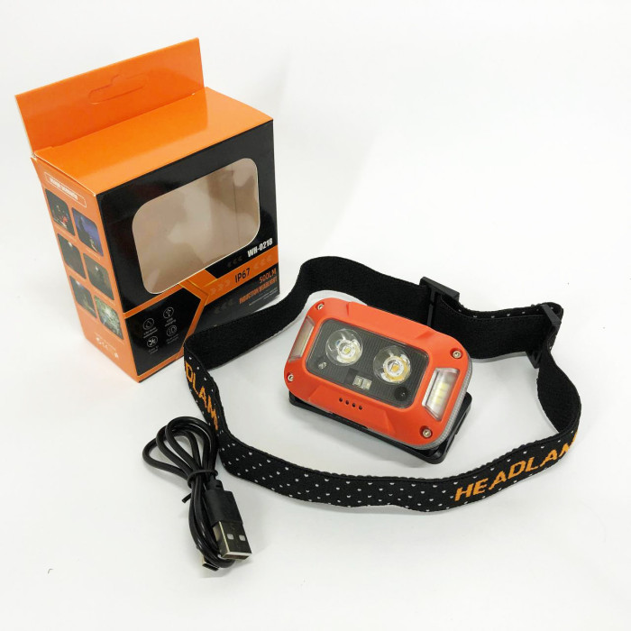 Ліхтар налобний WH-0218-XPG(white+yellow)+SMD(red), Налобний ліхтар для туризму риболовлі та полювання