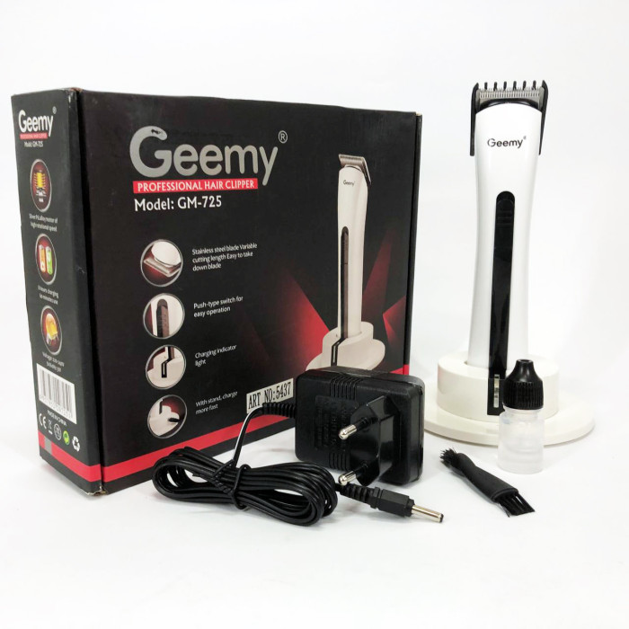 Бездротова машинка для стрижки волосся GEMEI GM-725, Професійна бритва-машинка для стрижки волосся