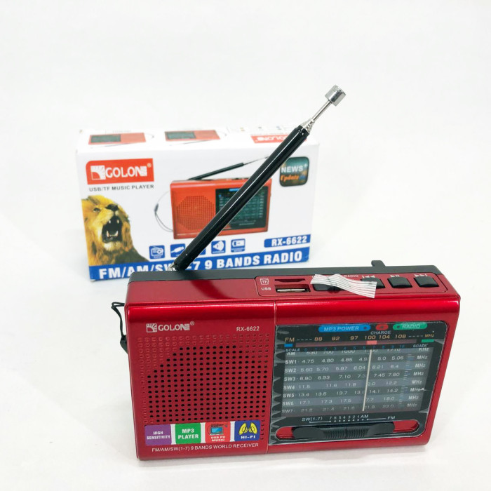 Портативна стовпчик радіо MP3 USB Golon RX-6622. Колір: червоний