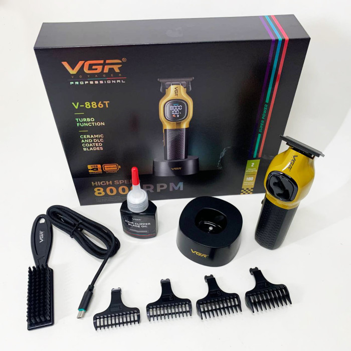 Тример для стрижки волосся VGR V-886T GOLD 8000RPM 4 насадки