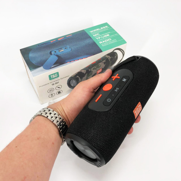Портативна Bluetooth колонка TG341 зі шнурком, акумуляторна переносна колонка. Колір: чорний