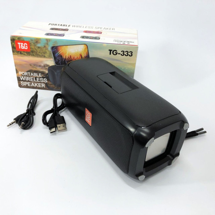 Портативна колонка TG333 2x5W з RGB підсвічуванням, гучна блютуз колонка. Колір: чорний