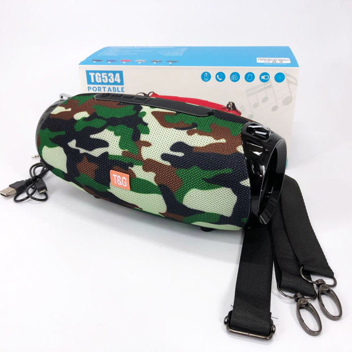 Портативна Bluetooth колонка TG534 SD IPX5 з ремінцем, гучна блютуз колонка. Колір: камуфляж