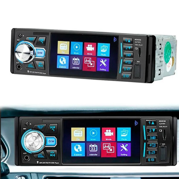 Автомагнітола MP5 4026UM з екраном 4.1 дюйми, AUX вхід, Bluetooth, 1 DIN, магнітола в машину