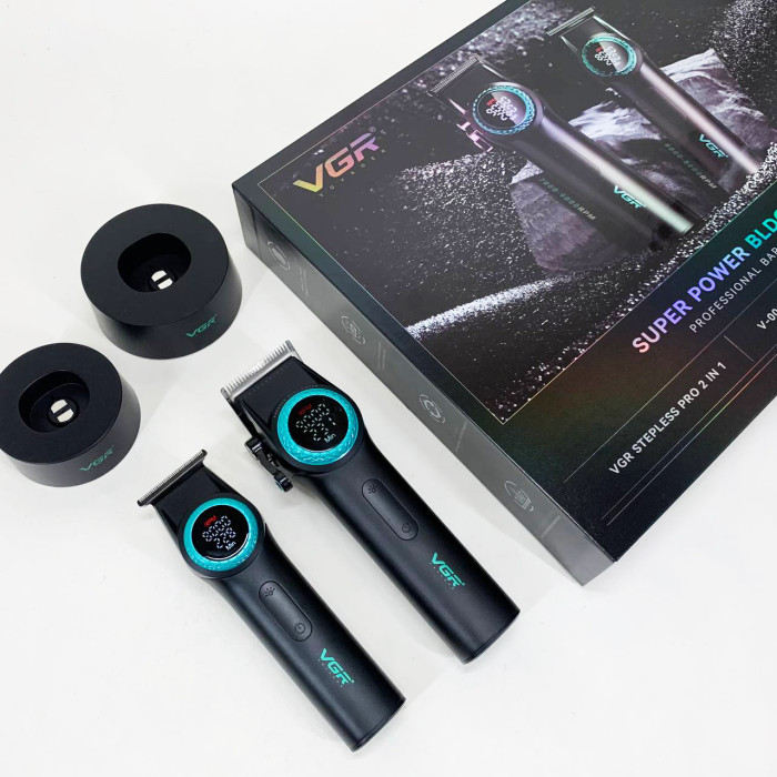 Набір VGR 2 в 1 V-001 V-977 BLACK, акумуляторна машинка для стрижки та триммер. Колір: чорний