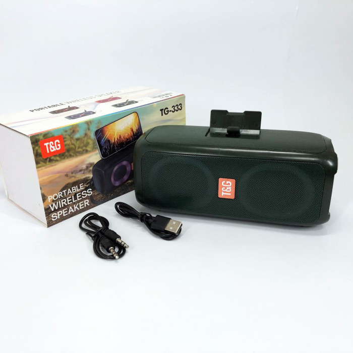 Портативна колонка TG333 2x5W з підсвічуванням RGB, акумуляторна колонка для музики. Колір: зелений