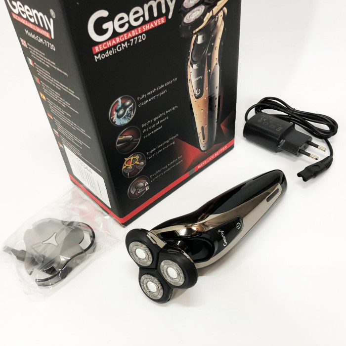 Електробритва Gemei GM-7720 - професійна, бездротова, потужна чоловіча бритва з головками, що плавають