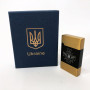 Запальничка газова Україна (Подарунка, турбо полум'я) HL-393-1. Колір: золото