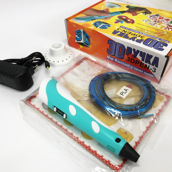 3D ручка Smart 3D Pen 2 c LCD дисплеєм, Цікава ручка 3д для дітей, Оригінальна. Колір: блакитний