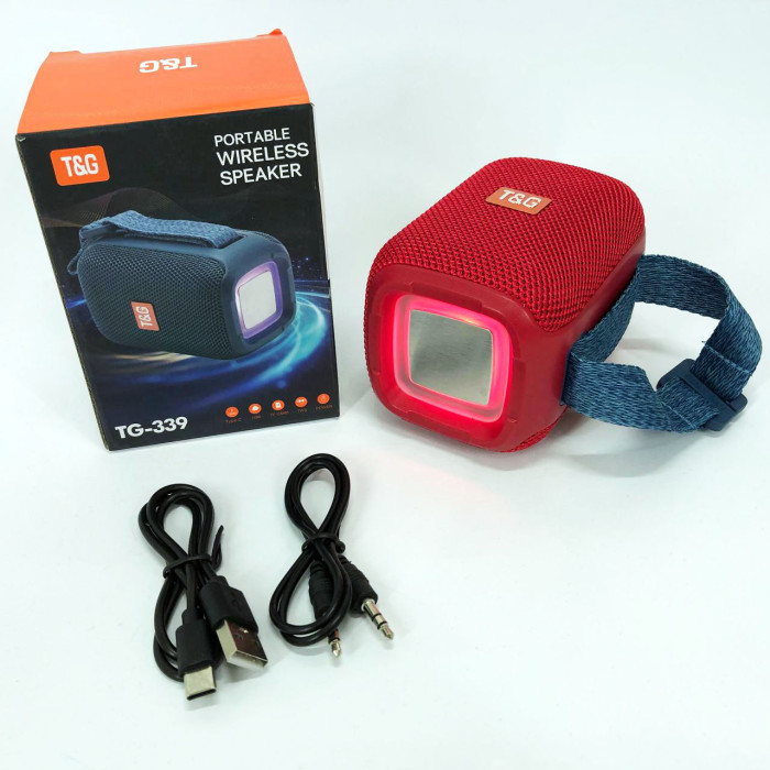 Портативна Bluetooth колонка TG339 5W з RGB підсвічуванням, Гучна блютуз колонка. Колір: червоний