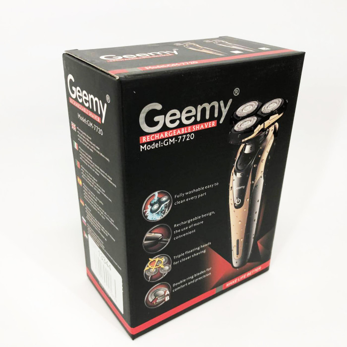 Електробритва Gemei GM-7720 - професійна, бездротова, потужна чоловіча бритва з головками, що плавають