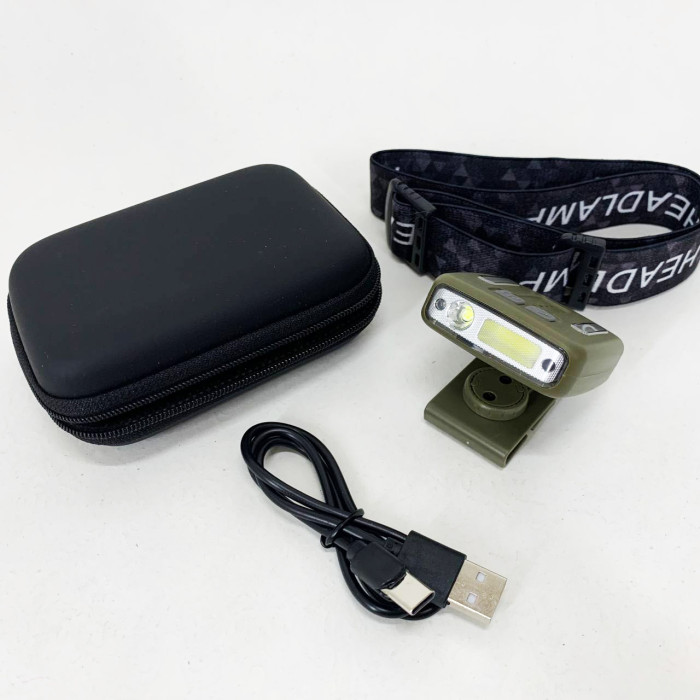 Ліхтар налобний Police W6129-XPE+COB+8RGB
