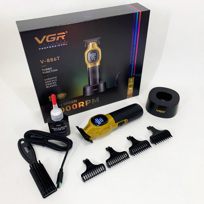 Тример для стрижки волосся VGR V-886T GOLD 8000RPM 4 насадки