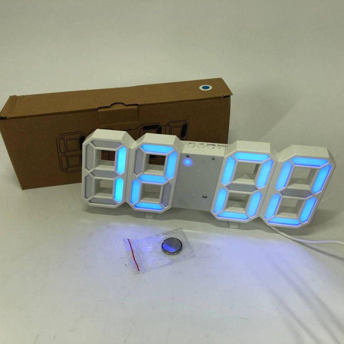 Годинник настільний LY-1089 з білим підсвічуванням LED синій, Годинник настільний професійний електронний
