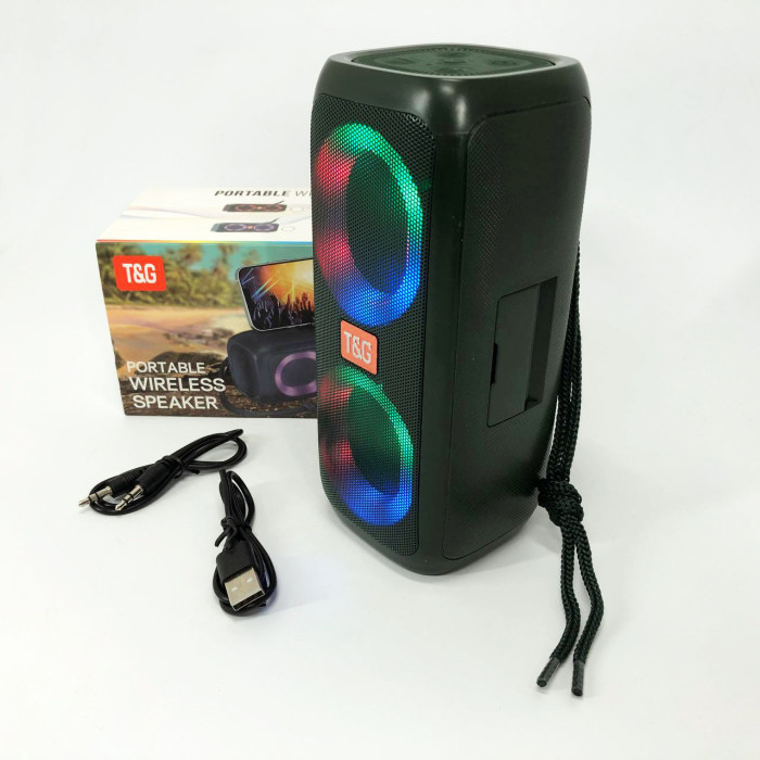Портативна колонка TG333 2x5W з підсвічуванням RGB, акумуляторна колонка для музики. Колір: зелений