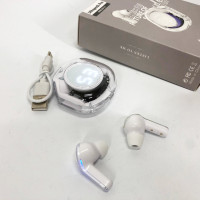 Бездротові навушники TWS T8 PRO з прозорим кейсом Вакуумний LED дисплей Bluetooth 5.3. Колір: білий