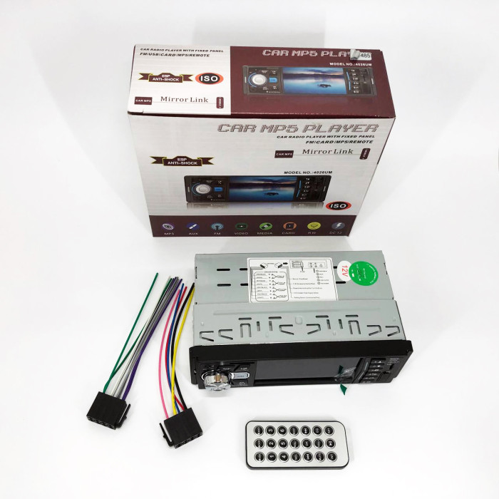 Автомагнітола MP5 4026UM з екраном 4.1 дюйми, AUX вхід, Bluetooth, 1 DIN, магнітола в машину