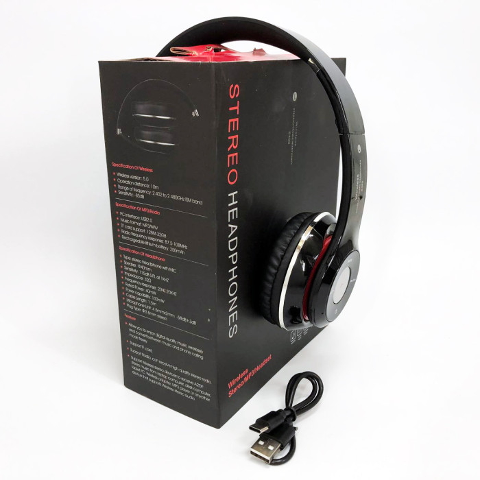 Бездротові навушники S460 Bluetooth black з MP3 плеєром чорний 18-20000 Гц, Бездротові блюз навушники