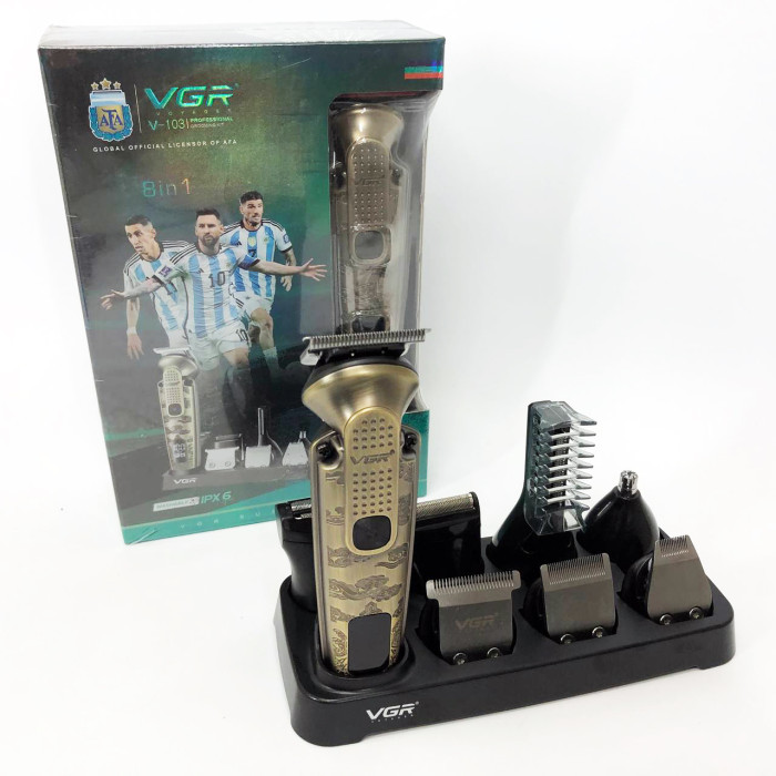 Набір для стрижки VGR 8 в 1 V-103, 19 насадок, Машинка для стрижки для дому, Машинка для стрижки чоловіча