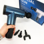 Акумуляторний масажер Fascial Gun KH-320 портативний ручний ударний м'язовий пістолет 4 насадки синій